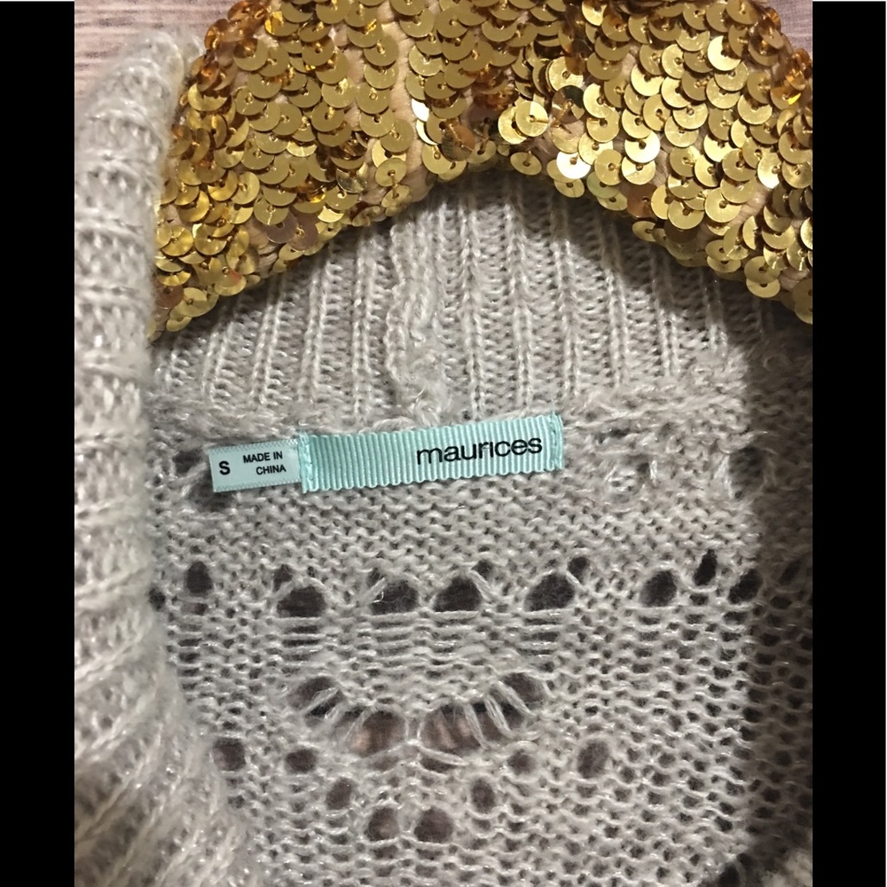 Gray Knit Sweater Sparkles Cowl Neck Maurices - Picture 4 of 4